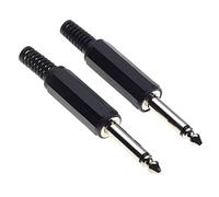 Keple 6.35mm 1/4" Inch Mono Jack Male Plug, 2-Pole - Pack Of 2, Plastic Grip Repair Jack TS Solder Type DIY Audio Cable Connector