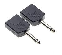 Keple 6.35mm Mono Jack Plug to 2 x Twin 6.35mm Mono Jack Socket Splitter Adapter Dual Mono 1/4 Y Adaptor, Pack of 2