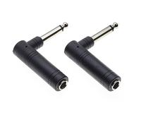 Keple 6.35mm Mono Jack to 6.35mm Mono Socket Jack 90 Degree Adaptor for Guitar, AMP, Speaker Pack of 2