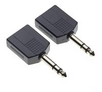Keple 6.35mm Stereo Jack Plug to 2 x 6.35mm Stereo Socket Splitter, Headphones Adapter, 1/4 Y Dual Audio Adaptor, Pack of 2