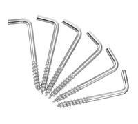 Keple 80mm L Shaped Hook Screws Right Angle Screws (Pack of 10) Zinc Plated Self Tapping 90 Degre Bend Wood Screw, Dresser, Cloth Dryer Square Hooks, Shouldered Wall Hanger, Cup, Picture Hook 5x80 mm