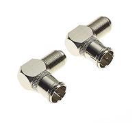 Keple 90-Degree Coaxial Connector F Type Male Plug To F Type Female Socket | Coax Right Angle Adaptor For Wall Mounted TVs | Pack Of 2