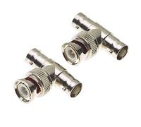 Keple BNC T Adapter - 1 Male to 2 Female Coaxial Cable Extension, Pack of 2-3 Way BNC T Splitter, Adapter for Security Camera, Coaxial Cable, HF Antenna - 2x BNC Sockets
