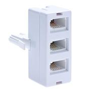 Keple BT Telephone Socket Line 3 Way Splitter | Female Jacks to BS6312 431A Male Plug | Cable UK Adapter Landline Port Converter Extender FAX Modem Corded Cordless Phone SKY| 4 Wire Converter | White
