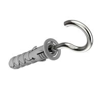 Keple C Shaped Hook Screws with M6 Wall Plugs and 4X55mm Eye Screws, Self Tapping C Hooks and Nylon Rawl Fixings, Universal Expansion Plugs & Wall Hooks (Pack of 50)