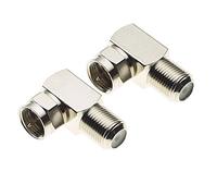 Keple F Type Socket To Plug Right Angled Adaptor - Connector Adapter For RG59 RG6 Coaxial Cables, 90-Degree Male-to-Female Connector, Screw-On Installation - Pack Of 2
