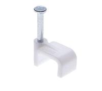 Keple Flat White Cable Nail Clips 9mm Plastic Electrical Wire for Cat 5 / 5e / 6 / 6a / 7 | 6P4C / 8P8C | RJ11 RJ45 Flat Patch Network Ethernet Internet Leads (Pack of 100)