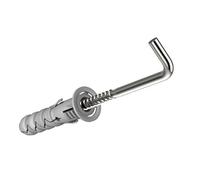 Keple L Shaped Hooks with M12 Wall Plugs and 7x80mm Right Angle Screws, Self Tapping 90 Degree Bend Screws and Nylon Rawl Fixings, Universal Expansion Plugs & Square Hooks (Pack of 10)