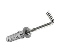 Keple L Shaped Hooks with M8 Wall Plugs and 4.5x55mm Right Angle Screws, Self Tapping 90 Degree Bend Screws and Nylon Rawl Fixings, Universal Expansion Plugs & Square Hooks (Pack of 25)