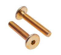 Keple M6 x 45mm Furniture Hex Bolts 25 Pack Zinc Plated, Flat Head, Hexagon Head, Brass-Bronze, Alloy Steel, Class 10.9, Bolts