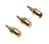 Keple Phono Sockets - RCA Chassis Panel Mount Female Adapter, Gold Plated With Solder Termination - Red, White And Yellow - A/V Colour Coded For Amplifier Audio Terminal Plug - Pack Of 3