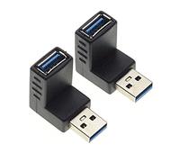 Keple Right Angle USB 3.0 with Up and Down Connecter, Pack of 2 - Male to Female 90 Degree USB Adapter for PC Computers and Other Devices with USB Plugs