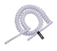 Keple RJ10 Telephone Phone Cable Lead Curly Spring Coiled Spiral Handset Wire 2 Meter / 6.6 Feet Compatible with Landline/IP Phones BT, AT&T, Cisco, NEC, ROLM, ITT, TI (White)