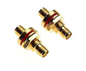 Keple SMA Socket To SMA Socket Panel Mount Adaptor, 50 Ohm - Gold Plated Brass Body Antenna Jack For Wireless LAN Device Coax Cable F/F Panel/Chassis - Pack Of 2