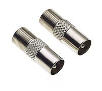 Keple TV Coaxial Plug To F Type Socket Adaptor, Pack of 2 - Barrel Connector Coupler