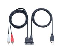 Keple USB RCA Flush Mount Cable 1M USB 2.0 Male to Female and 2 Two RCA Male to 3.5mm Female - AUX Dash Panel Extension Lead for Car, Boat, Truck, Yacht, Motorcycle, Vehicle (1 Meter)