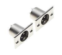 Keple XLR Plug 3 Pole Chassis - Male Jack 3 Pin Panel Mount Connector With Rectangle Nickel Plated Mount Frame, Microphone Speaker Socket - Pack Of 2