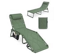 Keplin 1 Pack Foldable Sun Lounger Chair - Quilted Outdoor Garden Recliner in Green Keplin Green
