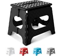 Keplin 11 Inch Heavy Duty Folding Step Stool, Non-Slip Foldable Footstool, Black