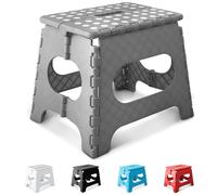 KEPLIN 11 Inch Heavy Duty Folding Step Stool | Non-Slip Foldable Footstool for Toddlers, Children & Adults | Portable, Lightweight Plastic Footstep w/Carrying Handle for Indoor or Outdoor (Grey)