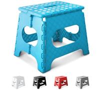 KEPLIN 11 Inch Heavy Duty Folding Step Stool | Non-Slip Foldable Footstool for Toddlers, Children & Adults | Portable, Lightweight Plastic Footstep w/Carrying Handle for Indoor or Outdoor (Blue)