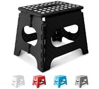 KEPLIN 11 Inch Heavy Duty Folding Step Stool | Non-Slip Foldable Footstool for Toddlers, Children & Adults | Portable, Lightweight Plastic Footstep w/Carrying Handle for Indoor or Outdoor (Black)