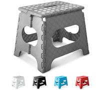 Keplin 11 Inch Heavy Duty Folding Step Stool | Non-Slip Foldable Footstool in Grey Keplin Grey