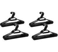 KEPLIN 120 Pack 5-in-1 Clothes Hangers - Adult Plastic Coat Hangers for Wardrobe - Space Saving Storage Organiser Hangers with Tie Bar, Strap Hooks, Non-Slip Notches and Secure Lip (Black)