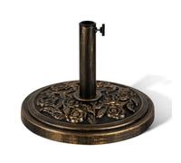 Keplin 12Kg Bronze Effect Parasol Base With Floral Pattern Heavy Duty Metal Garden Patio Furniture Stand For Umbrella, Canopy