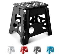 KEPLIN 13 Inch Heavy Duty Folding Step Stool | Non-Slip Foldable Footstool for Toddlers, Children & Adults | Portable, Lightweight Plastic Footstep w/Carrying Handle for Indoor or Outdoor (Black)