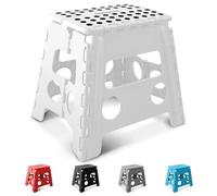 KEPLIN 13 Inch Heavy Duty Folding Step Stool | Non-Slip Foldable Footstool for Toddlers, Children & Adults | Portable, Lightweight Plastic Footstep w/Carrying Handle for Indoor or Outdoor (White)