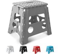 Keplin 13 Inch Heavy Duty Folding Step Stool, Non-Slip Foldable Footstool, Grey