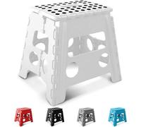 Keplin 13 Inch Heavy Duty Folding Step Stool, Non-Slip Foldable Footstool, White