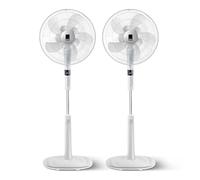 KEPLIN 16 Inch Pedestal Fan with 26-Speed Choices, 10 Blades, Remote Control & LED Display -UK & EU Plug -Adjustable Height, Turbo Wind Speed, 3 Modes, 24-Hour Timer & 90° Oscillation for Home(2 Pack)