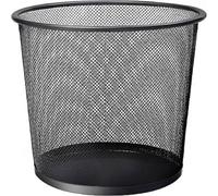 Keplin 1Pack Round Trash Can Non-slip Mesh Bin Sturdy Metal Waste Paper Bin in Black Keplin Black