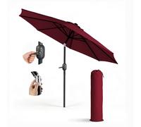 Keplin 2.3m Tilting Parasol Umbrella - Crank & Tilt Sun Shade with Cover in Dark Red Keplin Dark Red