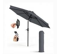 Keplin 2.3m Tilting Parasol Umbrella - Crank & Tilt Sun Shade with Cover in Grey Keplin Grey