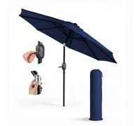 Keplin 2.3m Tilting Parasol Umbrella - Crank & Tilt Sun Shade with Cover in Navy Keplin Navy