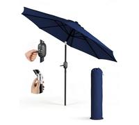 KEPLIN 2.7m Tilting Parasol - Crank & Tilt Outdoor Umbrella with Protective Cover, 180gsm UPF 50+ Polyester Canopy, Steel Frame for Patio, Garden & Balcony