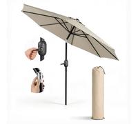 Keplin 2.7m Tilting Parasol Umbrella - Crank & Tilt Sun Shade with Cover in Cream Keplin Cream