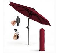 Keplin 2.7m Tilting Parasol Umbrella - Crank & Tilt Sun Shade with Cover in Dark Red Keplin Dark Red