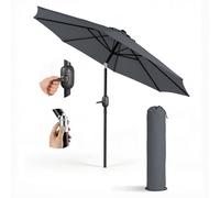 Keplin 2.7m Tilting Parasol Umbrella - Crank & Tilt Sun Shade with Cover in Grey Keplin Grey