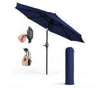 Keplin 2.7m Tilting Parasol Umbrella - Crank & Tilt Sun Shade with Cover in Navy Keplin Navy