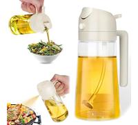 KEPLIN - 2 in 1 Oil Sprayer 470ml - Dual Function Spray & Pour Olive Oil Dispenser - BPA-Free PP & Glass - Refillable, Dishwasher Safe & Eco-Friendly - Cream - 18.4x8x9.9cm