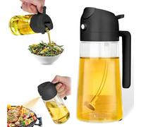 KEPLIN - 2 in 1 Oil Sprayer 470ml - Dual Function Spray & Pour Olive Oil Dispenser - BPA-Free PP & Glass - Refillable, Leak-Proof, Dishwasher Safe & Eco-Friendly - 18.4x8x9.9cm (Black)