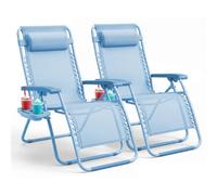 Keplin 2 Pack Gravity Chair Monocolour Adjustable Reclining Foldable, Lightweight With Ergon, Sky Blue