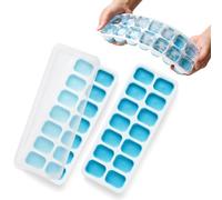 Keplin 2 Pack Silicone Ice Cube Trays with Non-Spill Lids, BPA Free in Blue Keplin Blue