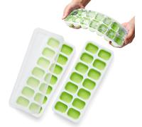 Keplin 2 Pack Silicone Ice Cube Trays with Non-Spill Lids, BPA Free in Green Keplin Green