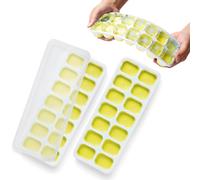Keplin 2 Pack Silicone Ice Cube Trays with Non-Spill Lids, BPA Free in Yellow Keplin Yellow