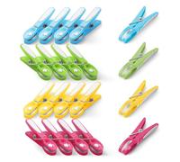 KEPLIN 20-Pack Laundry Pegs - Assorted Colours, Durable Plastic Clothespins with Strong Spring & Secure Clamping for Indoor & Outdoor Use - Safe, Odourless & UV Resistant (Mixed)